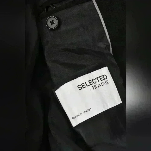 NWT SELECTED HOMME Black Viscose Nylon Stretch Slim Fit Soft Blazer Jacket 40R - Picture 10 of 12